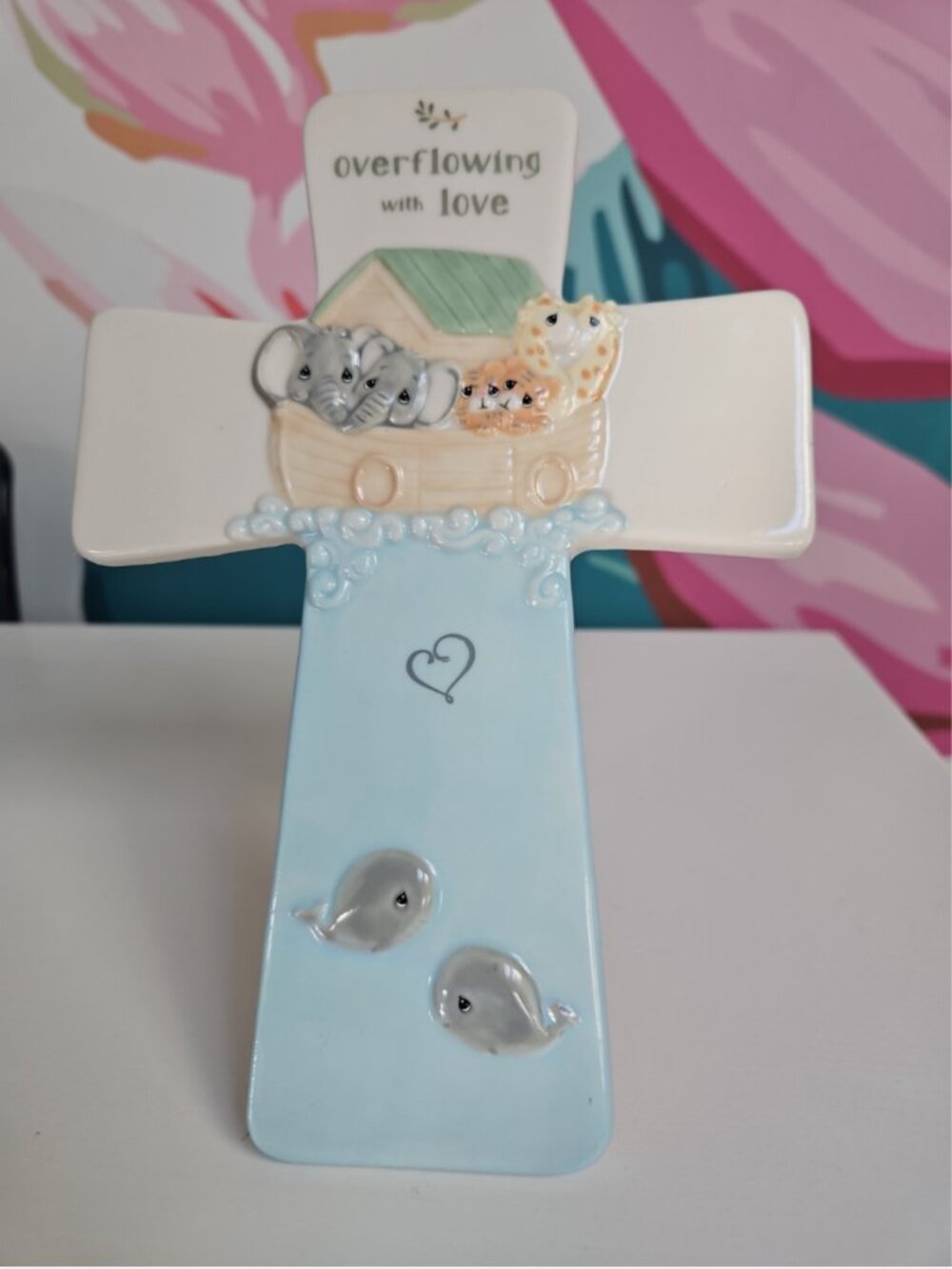 2019 Precious Moments Religious Cross Overflowing with Love Noah's Ark Porcelain